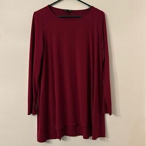 Eileen Fisher Women’s long sleeve crew neck viscose stretch top blouse tunic Med